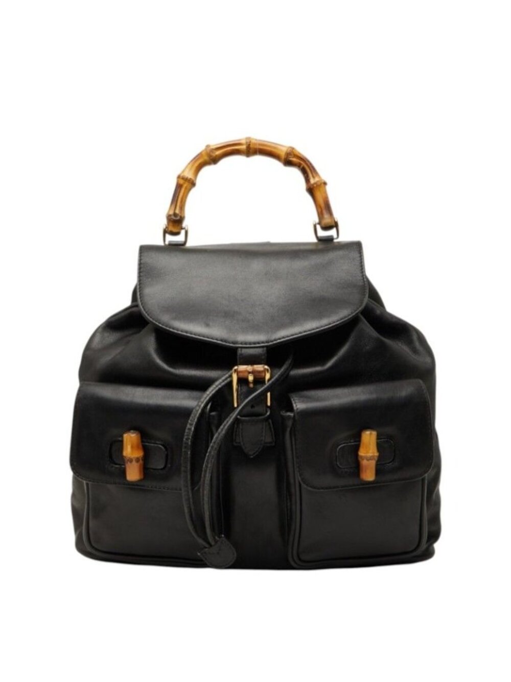 Gucci Bamboo Backpack Black Leather
